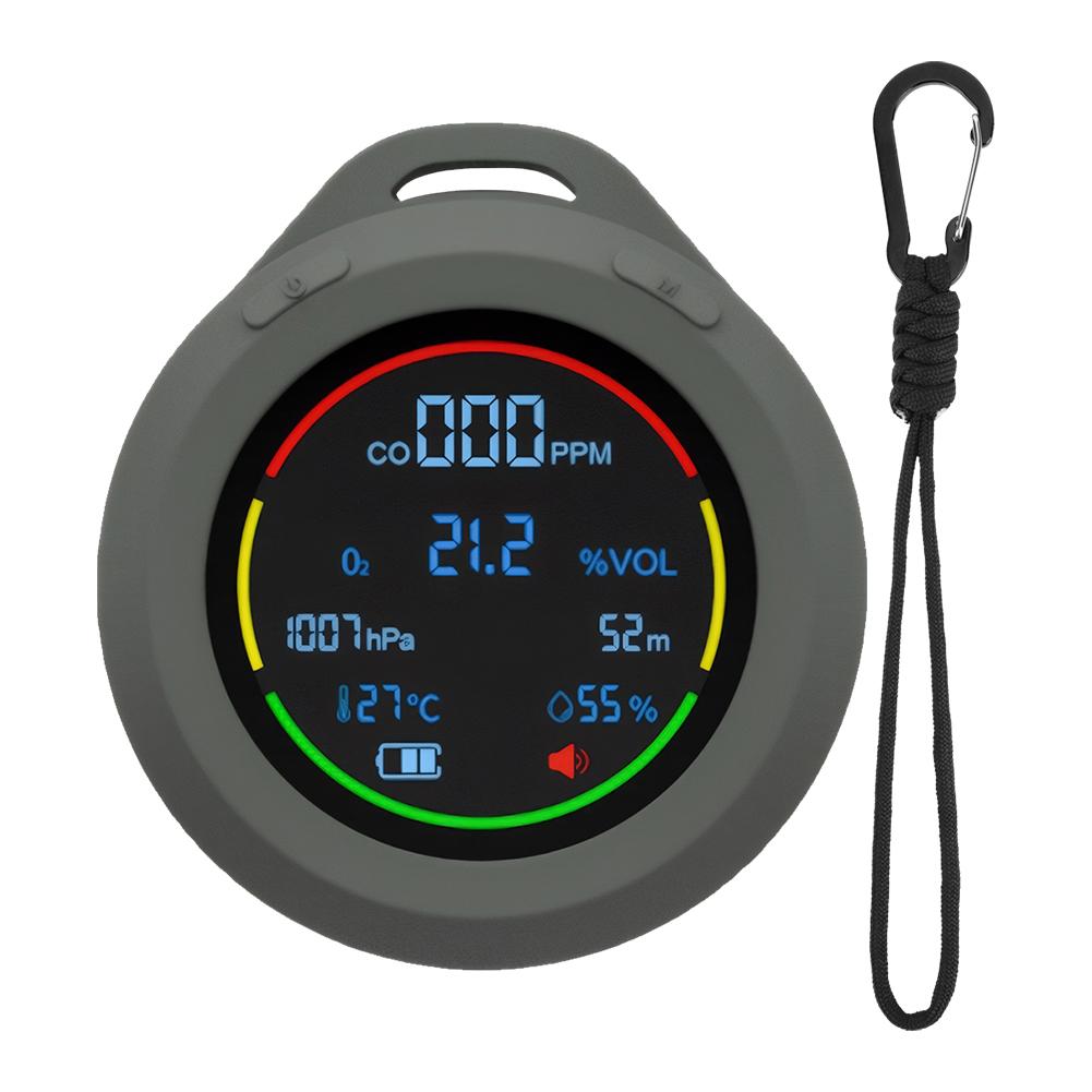 

6-в-1 Детектор угарного газа CO, диоксида углерода CO2, с HD ЖК-дисплеем, газовый сигнализатор, перезаряжаемый, для наружного кемпинга, автодома, автомобиля зелёный