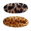 Plastic Metal Leopard Print Hair Clip Oval Hair Claw For Women Girls Fashion Hair Accessories Strong Hold Daily Styling