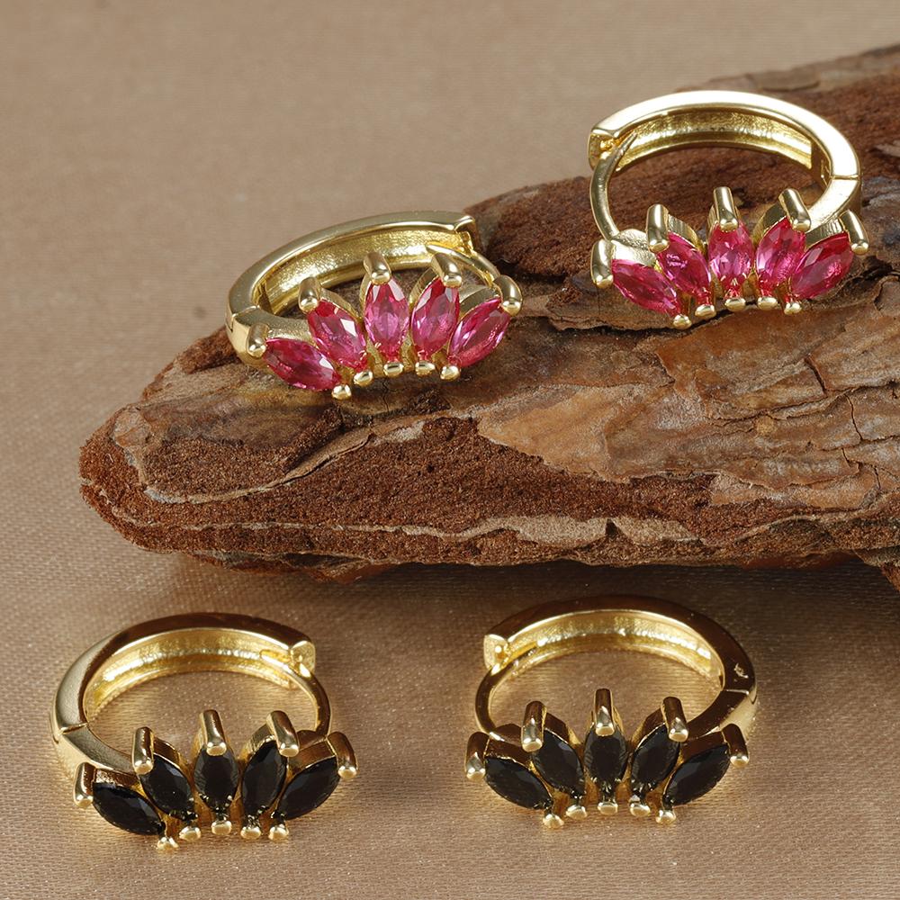 Light Luxury Horse Eye Zircon Hoop Earrings for Woman 18K Gold Plated Unique Punk Circle Round Piercing Earring Party Jewelry