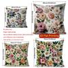 2D Vintage Embroidered Floral Throw Pillow Covers** Pattern Cushion Cover Suitable For Sofa Bedroom Car Pillow Cover