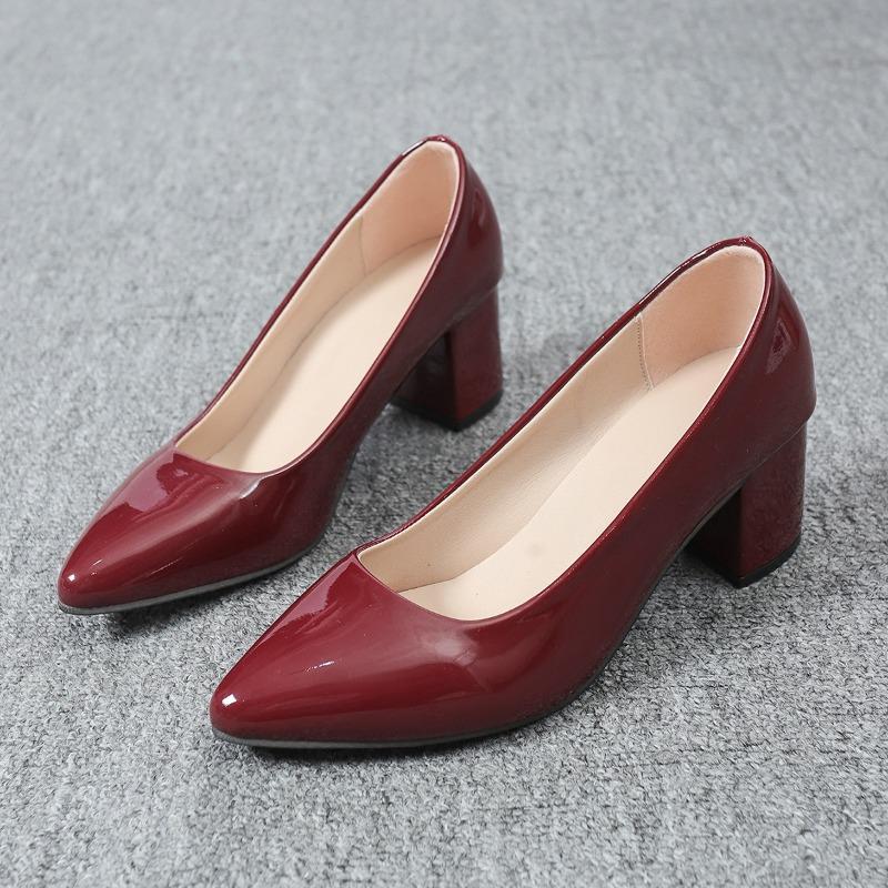 Zapatos Mary Jane de Tacón Grueso para Mujer Zapatos Planos Concisos sin Cordones Zapatos de Vestir Elegantes con Punta Afilada para Mujer Zapatos de Salón de Cuero para el Trabajo