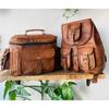 Vintage Goat Leather Satchel Shoulder Bag for Camera Handmade Leather Brown Bag ( Free Gift Backpack Leather Brown Bag Size - 10 X 13 In )