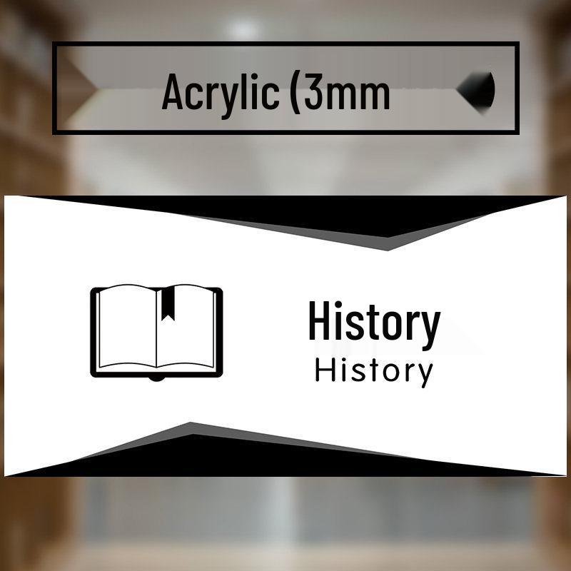 Acrylic Library Classification Sign for History and Education Sections