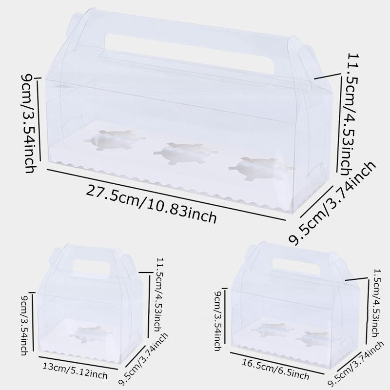 WTEMPO 6PCS 1/2/3 Cavities Thickened PET Pastry Muffin Cake Boxes Transparent Cupcake Hand-held Packaging Boxes Wedding Festival Party Supplies