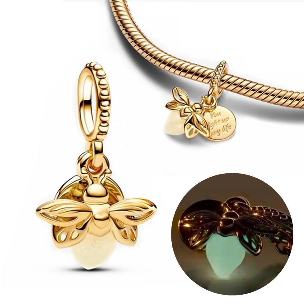 Copper Firefly Charms Beads Glow In The Dark Pendant Fit Original Bracelet Fine Jewelry Love Gifts Diy For Women