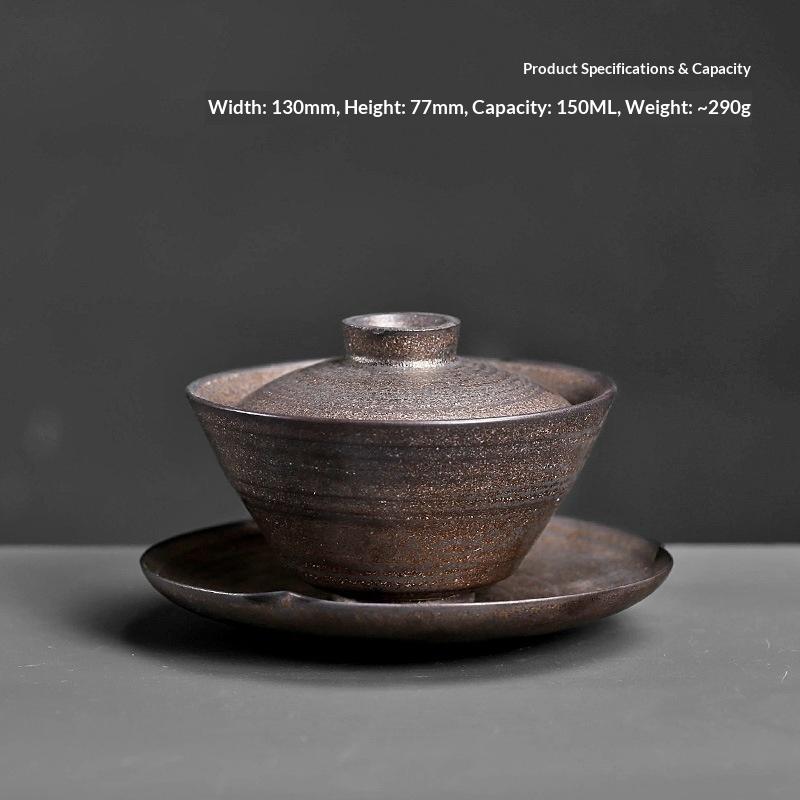 Chinoiserie Stoneware Covered Bowl Gilt Ceramic Tea Bowl Single Product Tea Maker Three-capacity Covered Bowl Gaiwan