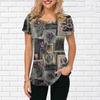 Summer Round Neck 3D Floral Patchwork Print T-shirts Fashionable Casual Short Sleeved Women's T-shirts