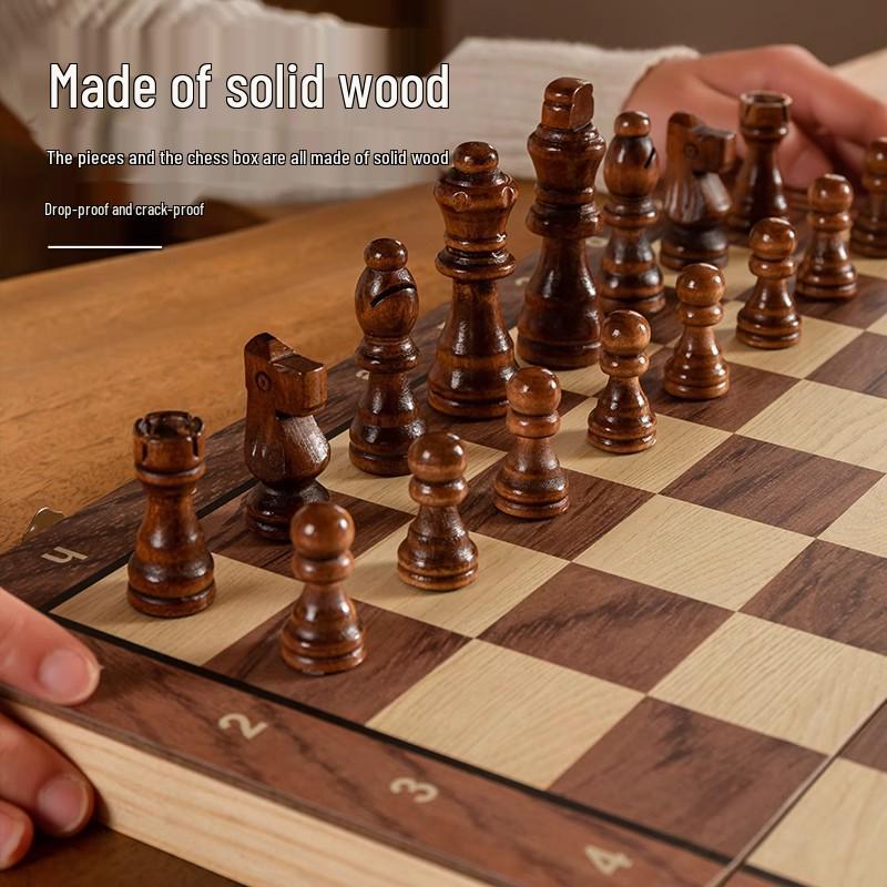 Tabla de șah pliabilă magnetică din lemn masiv pentru competiție internațională și antrenament