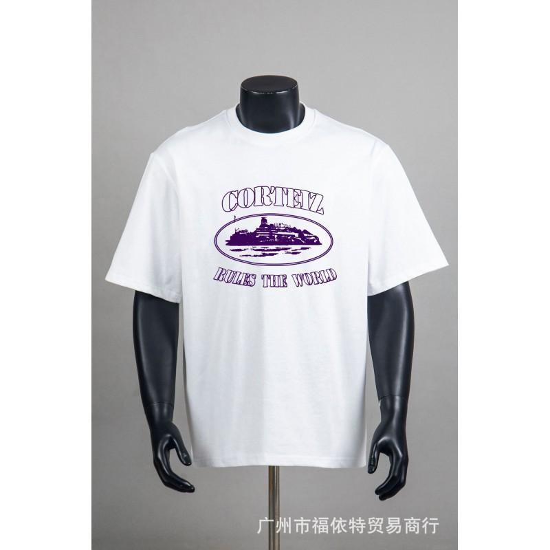 Corteiz Alcatraz Vintage Print T-Shirt Herren Damen Streetwear Lockerer Schnitt Kurzarm Tee