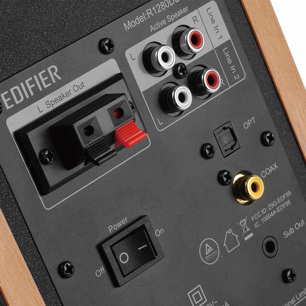 Edifier Upgraded R1280DBs Latest Bluetooth Active Speakers Amplified Bookshelf Speakers Optical Input Stereo Studio Monitor Speakers 42W RMS Subwoofer