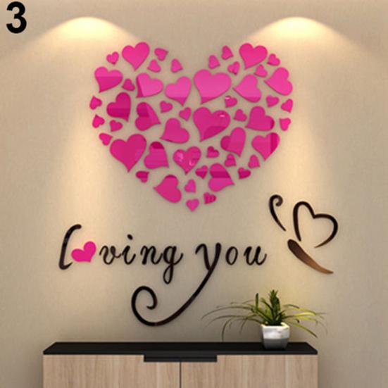 Romantická láska 3D Heart Loving You Nálepka na zeď Dekor DIY Decal Home Office dárek