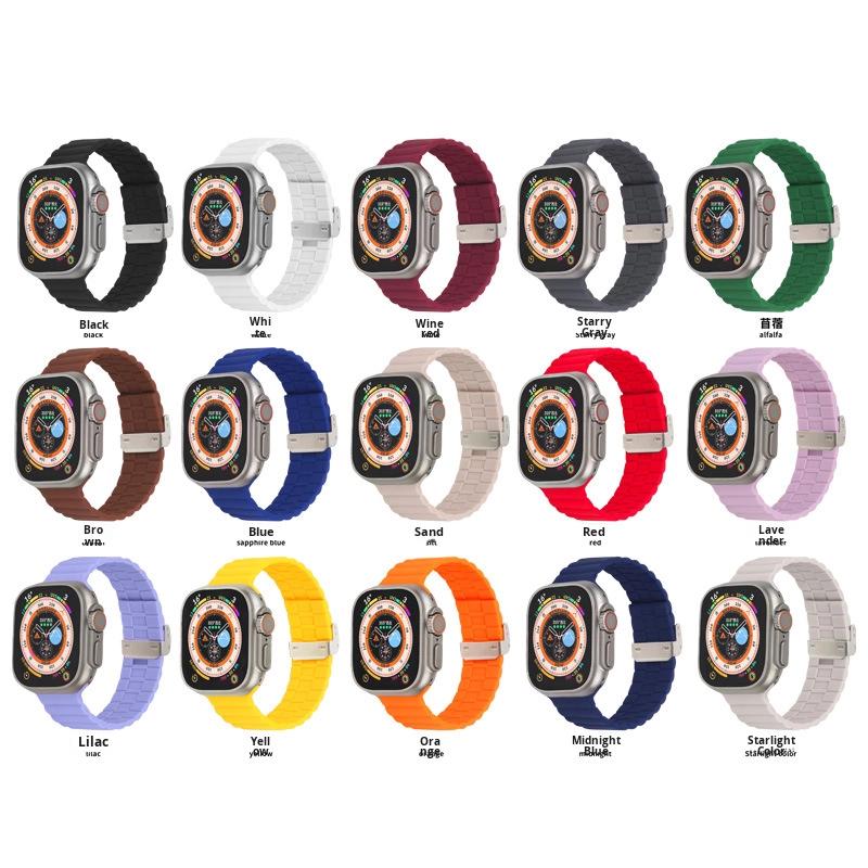 Luxury Loop Wave Buckle Bamboo Joint Silicone for Samsung Watch Strap 22mm Push Button Watch Band for Apple Watch