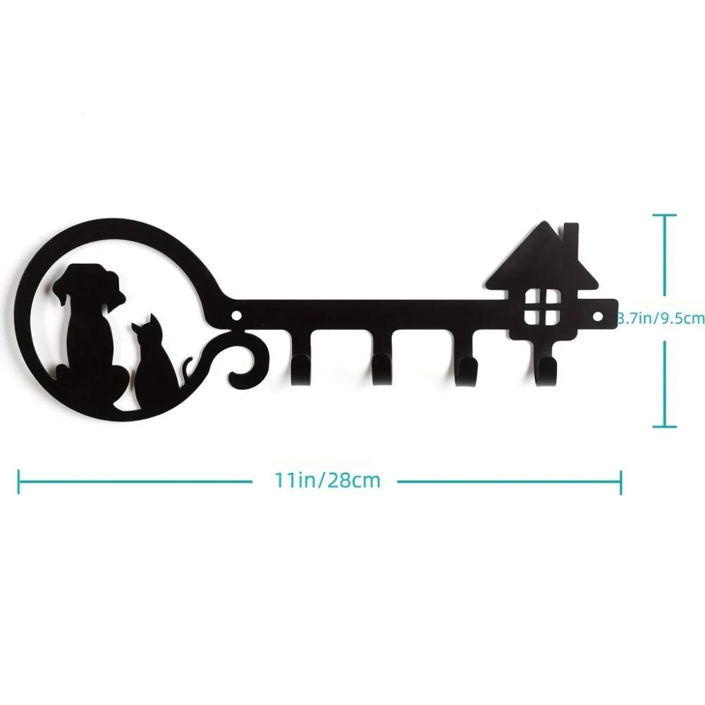 1pc Metal Wall Mounted Storage Rack Dog Cat House Design Key Holder, Wall Hanging Storage Key Holder Towel Rack,Coat Rack