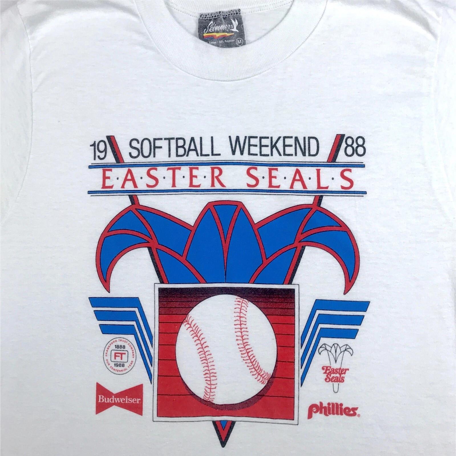 

vintage 80s PHILADELPHIA EASTER SEALS SOFTBALL PHILLIES T-Shirt XS single stitch L