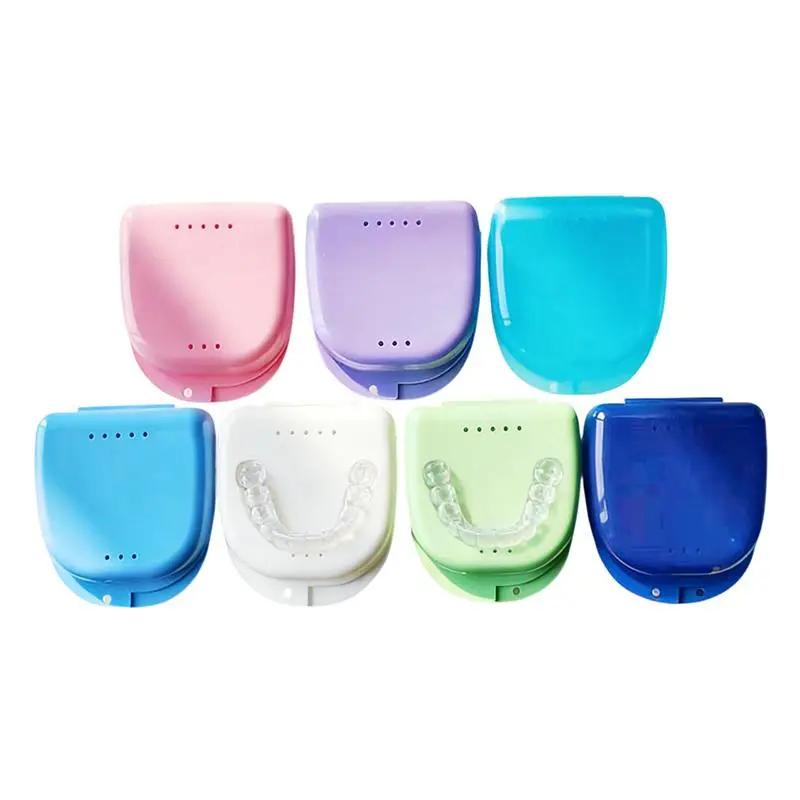 1Pcs Colorful Dental Braces Retainer Case Denture Tray Box Vent Holes Mouth Guard Aligner Braces Denture Box