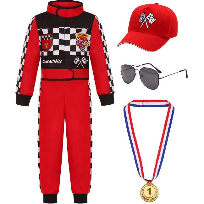 Костюм гонщика для детей Набор Мальчики Девочки Комбинезон гонщика Хэллоуин Косплей гонщика Наряд 3-4 Years