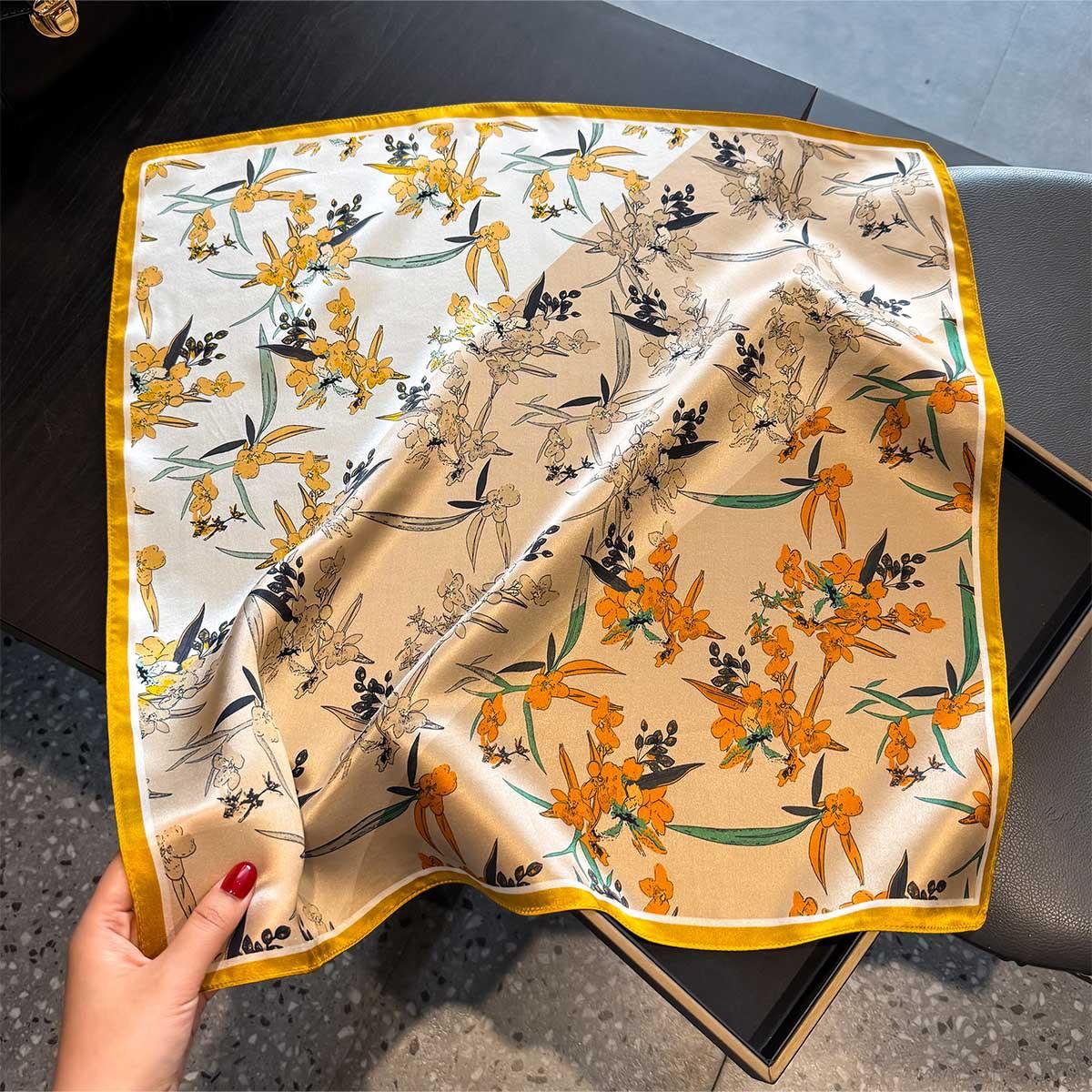 

100% Natural Silk Scarf Women Shawls Wraps Foulard Scarves Pashmina Neckerchief Female Hijab Bandana Spring bufanda Real Silk 53x53cm