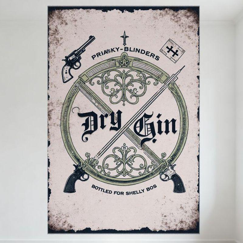 

Peaky Blinders Dry Gin Vintage Metal Tin Sign, Ornate Circular Emblem with Firearms, Wall Decor for Bar Club Cafe Man Cave Home 20x30cm（7.8x11.8inch）