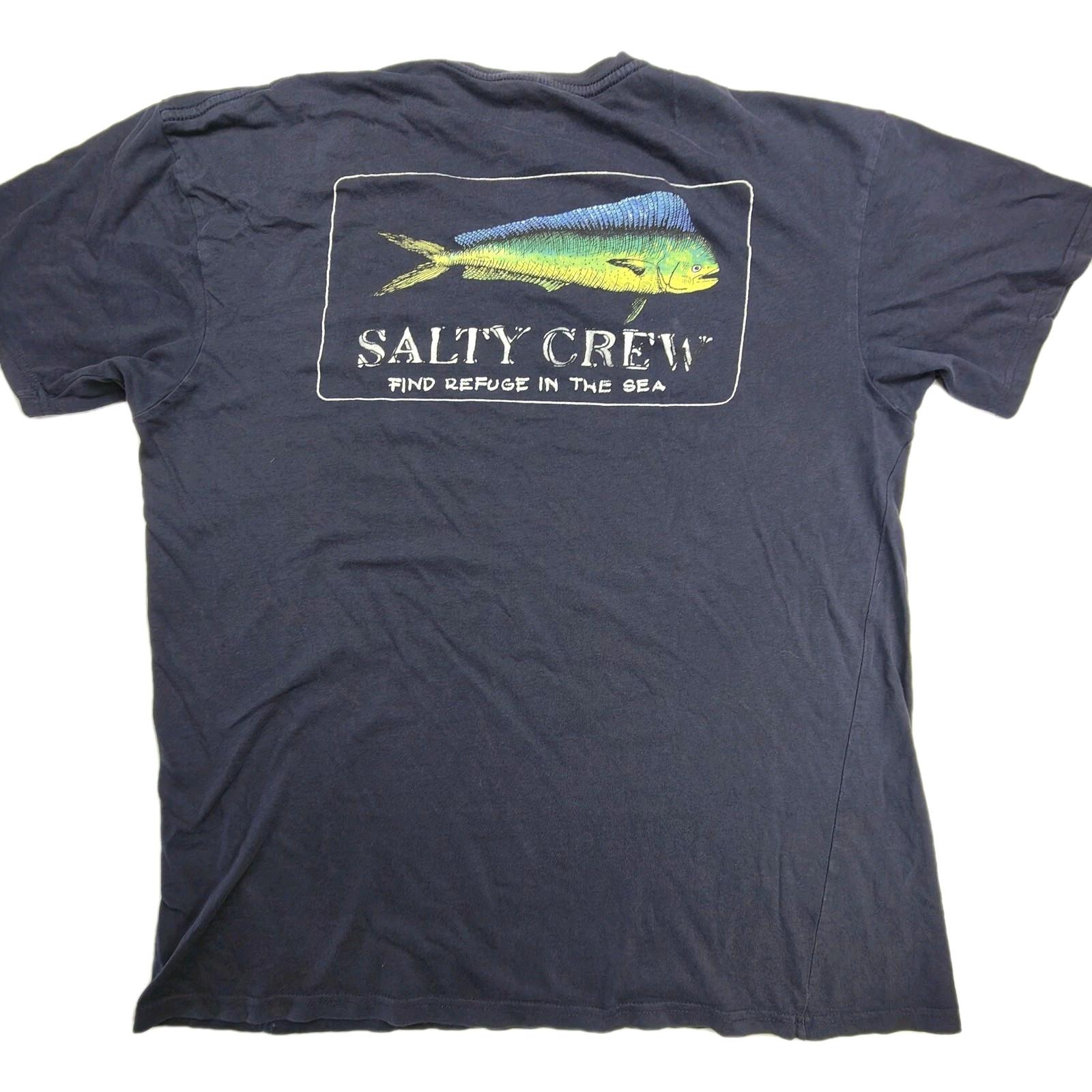 Salty Crew Fishing T-Shirt Men’s XL Blue Ocean Salmon Beach Graphic Premium Top XXL