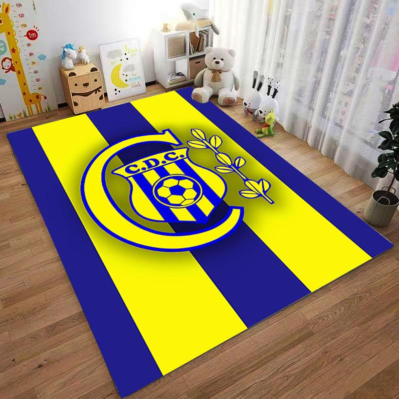 Yellow & Blue Striped C.D.C. Logo suitable as a non-slip mat for the living room or bedroom sofa