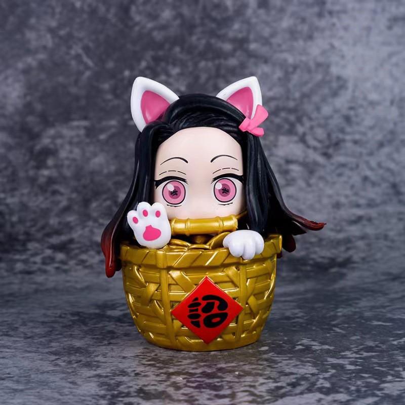 11cm Φιγούρα Anime Demon Slayer Kamado Nezuko Γάτα της Τύχης Κλουβί Μεταμφίεσης Εσωτερικό Χαριτωμένο Μοντέλο Παιχνίδι Συλλογή Δώρου Φιγούρα Δράσης
