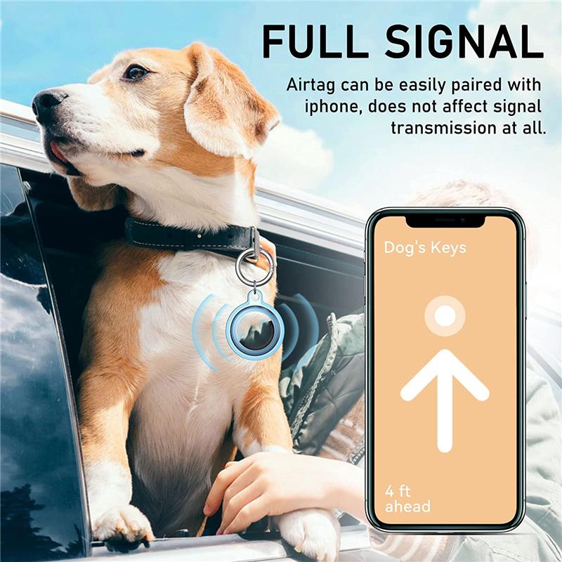 Waterproof Anti-lost Keychain Holder Soft Case for Apple Airtags Air Tag Dog Cat Pet Collar Keys Tracker Protective Full Cover