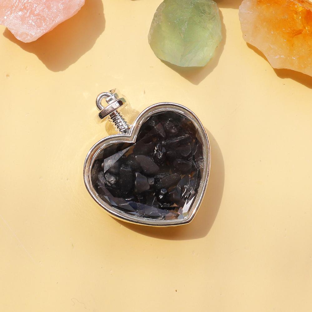 Natural Crystal Heart Pendant Wishing Bottle Crystal Necklace Sweater Chain Healing Gift to Wear