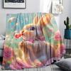 Rabbit Print Flannel Blanket, High quality Comfortable for All Seasons, Home Decor, Warmth and Comfort, Perfect for Christmas Gifts