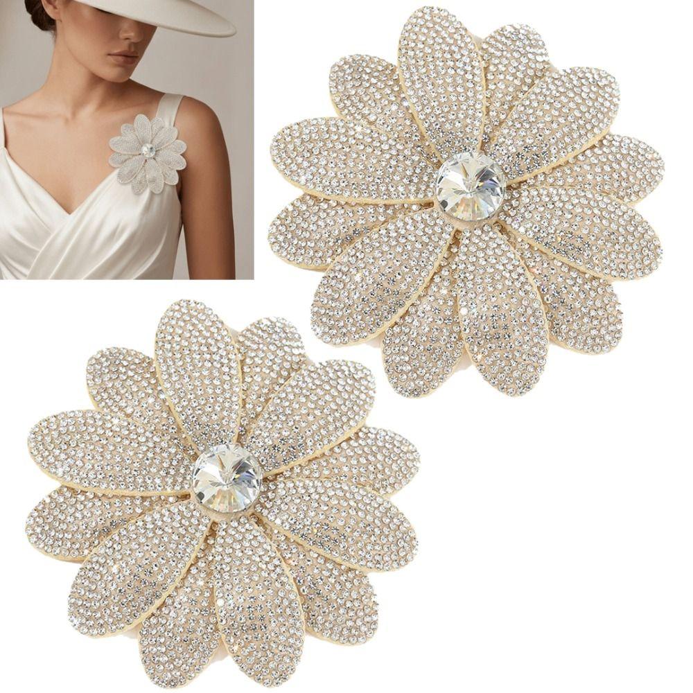 Clothing Embellishment Rhinestone Flower Patches Headband Accessories Fabrics for Dress Decoration
