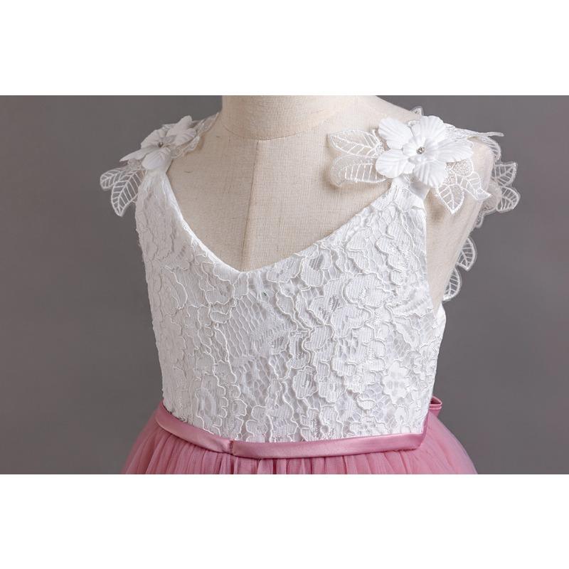 Mädchen Rosa Träger Tüll Prinzessinnenkleid Kinder Festliches Kleid