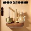 Bell For Door Opening Magnetic Fishing Cat Door Chime Playful Fishing Cat Wind Chime Magnetically-Attached Wood Doorbell Home