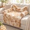 Soft Pet Bed with Bolsters Padded Textured Velvet Couch Cover Bolster for Cat