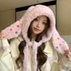 Winter outdoor thermal hat children plush cartoon cute rabbit ears cold protection ear protection knitted pullover hat tide
