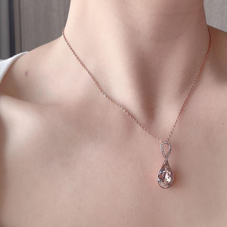 Swarovski Fantasize Light Pink Pear Shaped Crystal Necklace Women necklace Rose-Gold 5231334