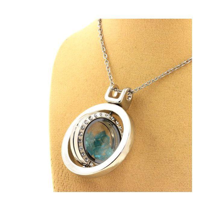 Pierres et Minéraux. Collier Apatite Paraiba brut. Modèle Sablier Sphérique.