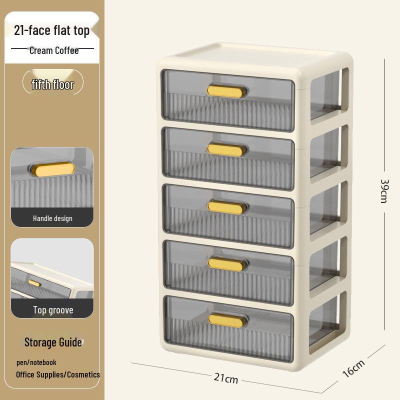 Multi-layer Desktop Organizer: Drawer-Type Storage Box for Office Supplies, Stationery, and Cosmetics