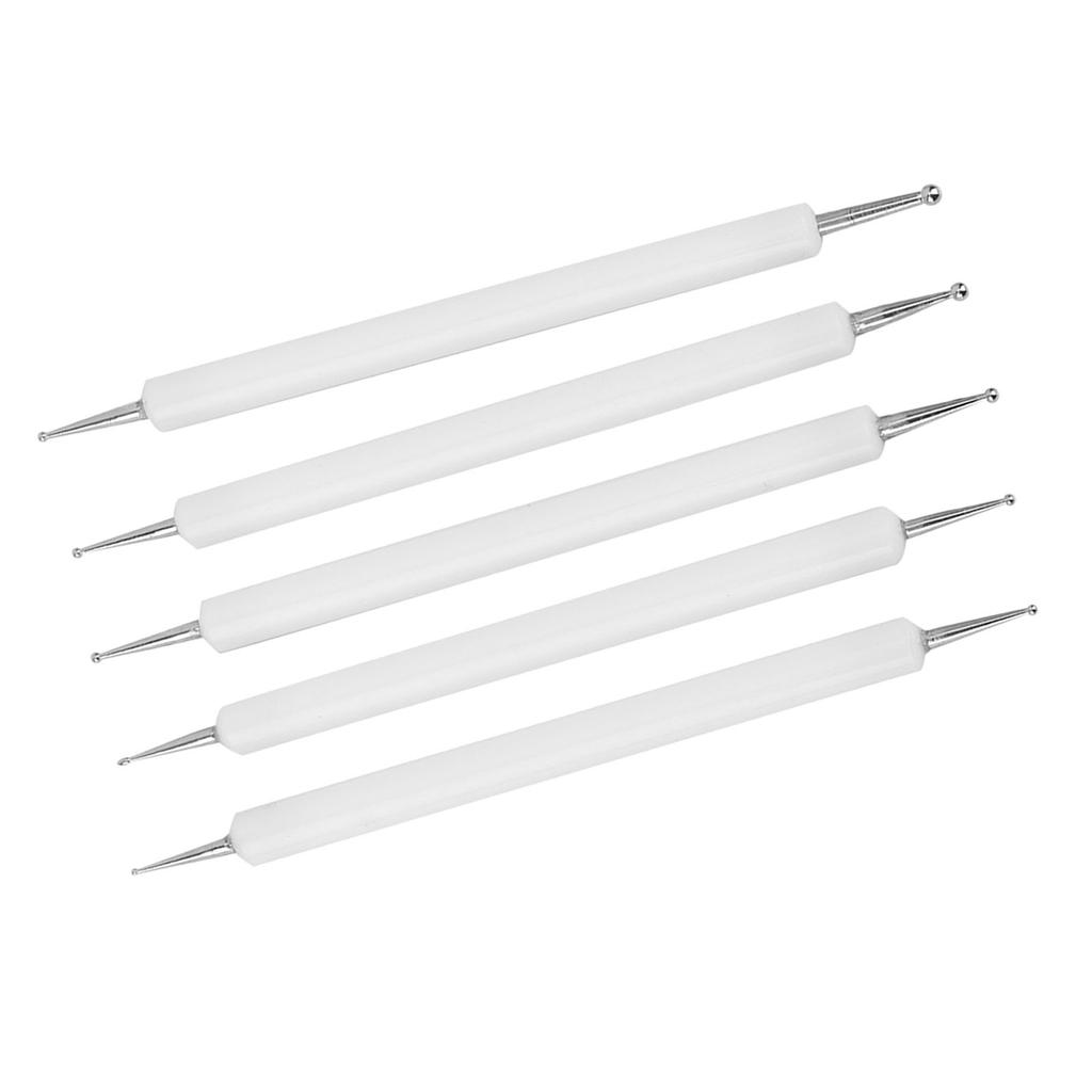 5Pcs Double End Acrylic Rod Round Head Clay Indentation Pen Sculpting Dotting Tool (Black)