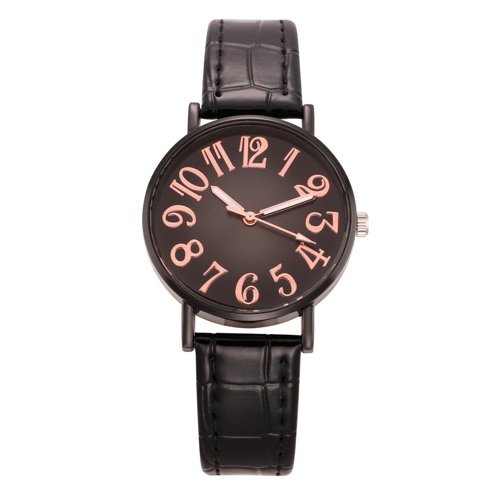 Crocodile Pattern Shockproof Leather Strap Women's Quartz Wristwatch: Versatile Fashion Accessory for Students