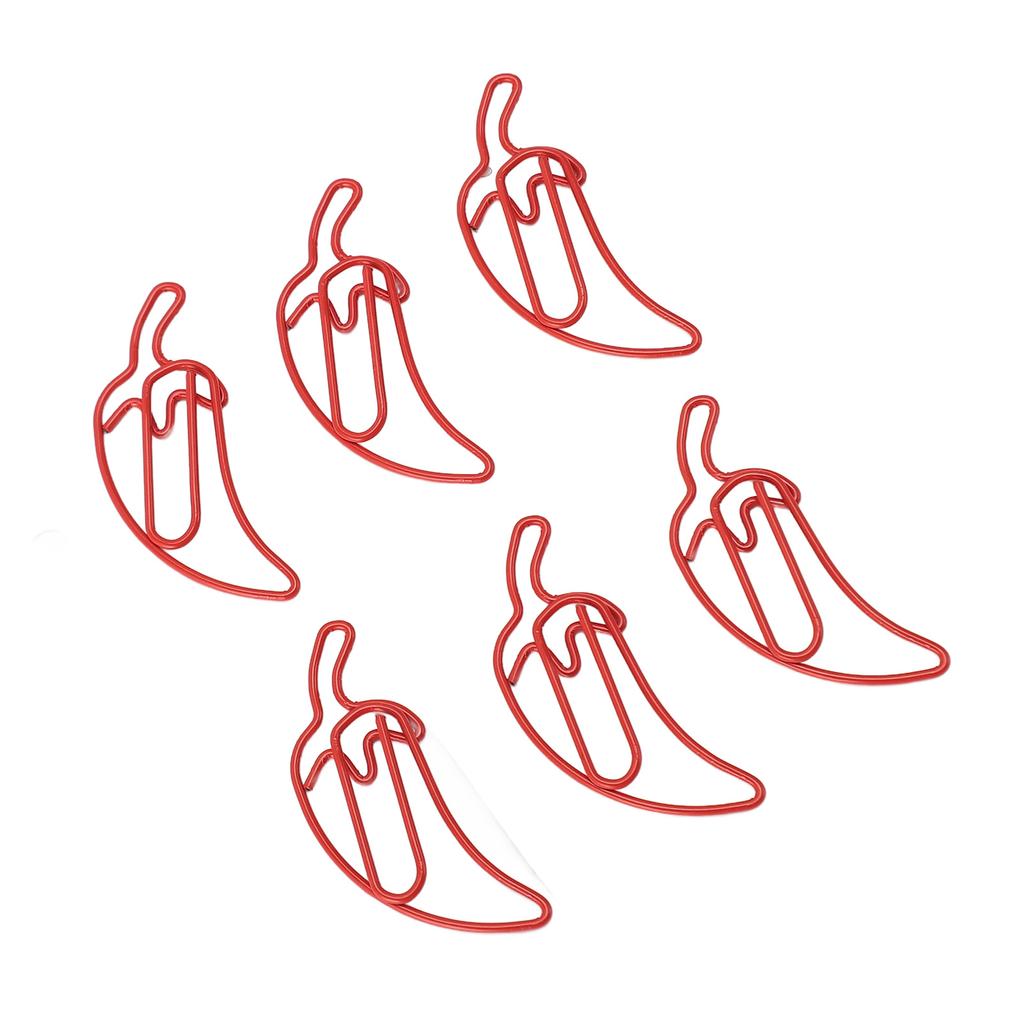 100 PCS Red Color Pepper Shaped Cute Decorative Paper Clip with Transparent Box for Office