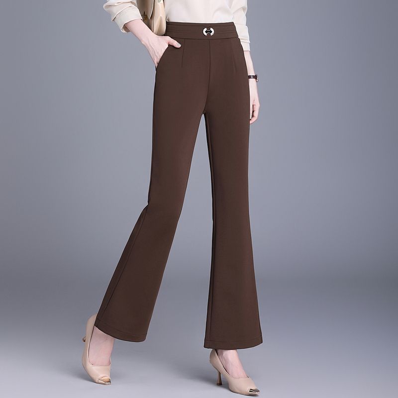 

Women s New Spring Autumn Bootcut Pants High-waisted Slim Stretchy Comfortable Casual Pants Small Suit Pant L коричневий