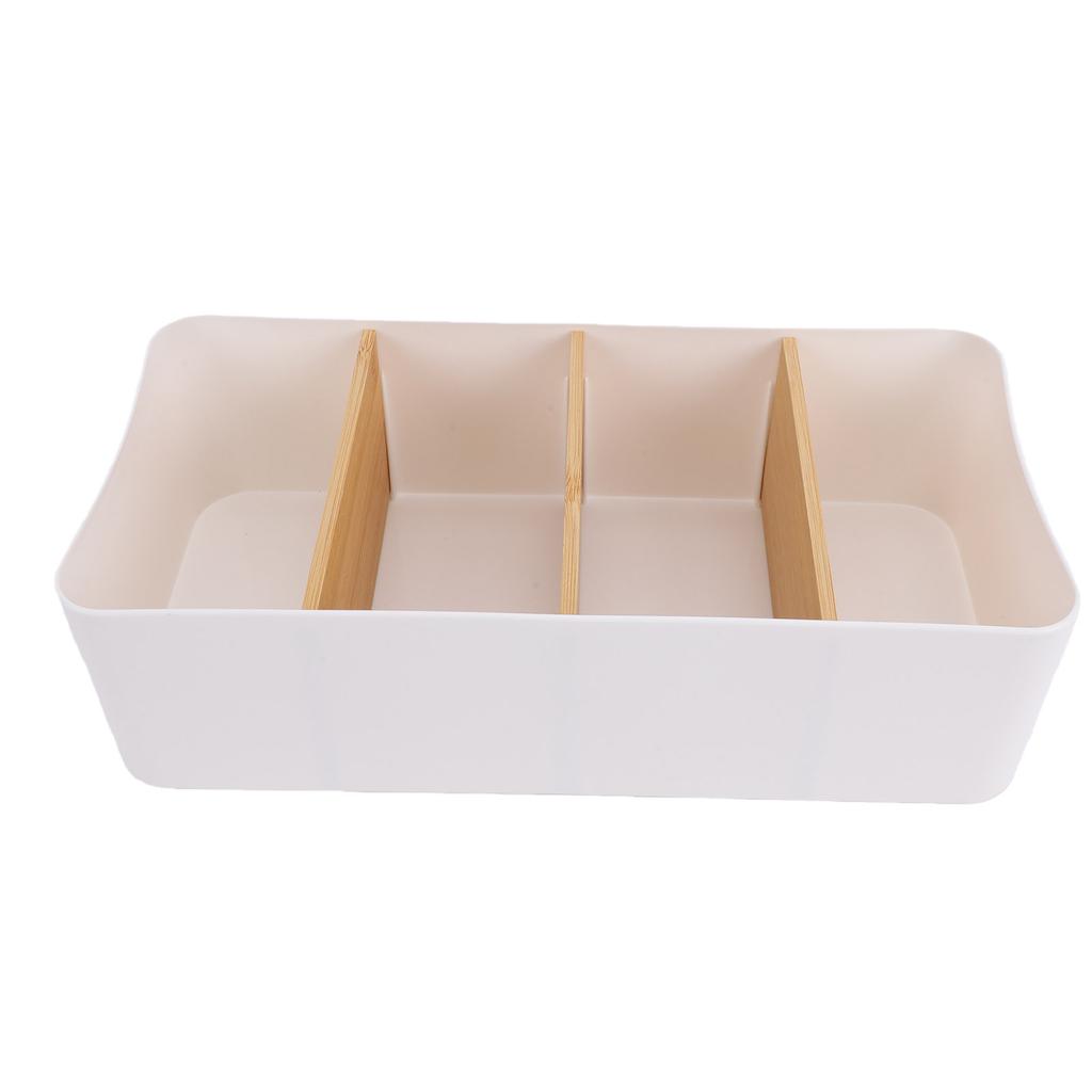 Desktop Organizer Box with Removable Dividers 4 Grid for Office Supplies Cosmetics Storage 26.6x12.8x 7.9cm Multi