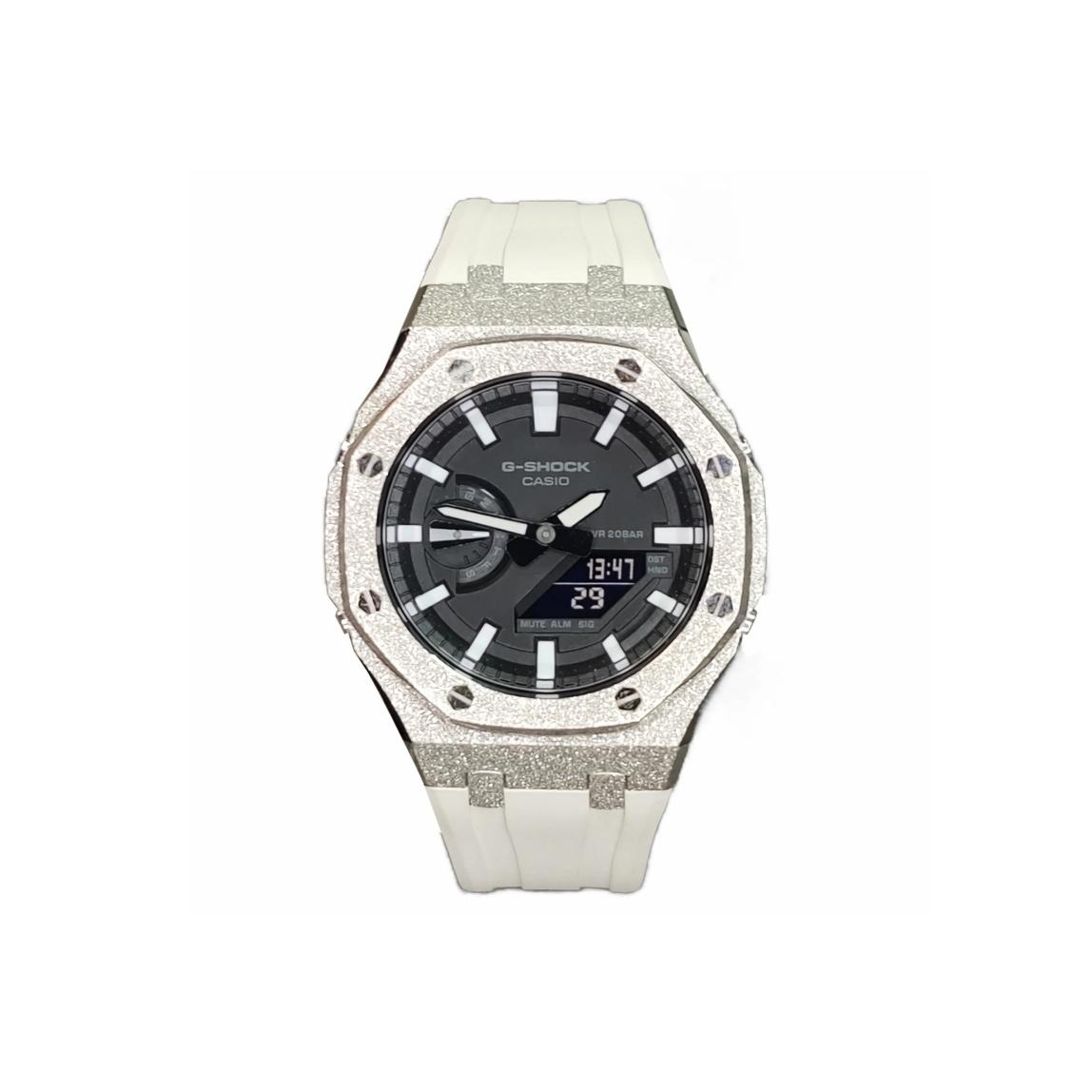 

CASIO Men Liquid Crystal,Analog Dual Display Series 44mm Black Watch GA-2100-1A1(Watch3--) Silver Flash Blade