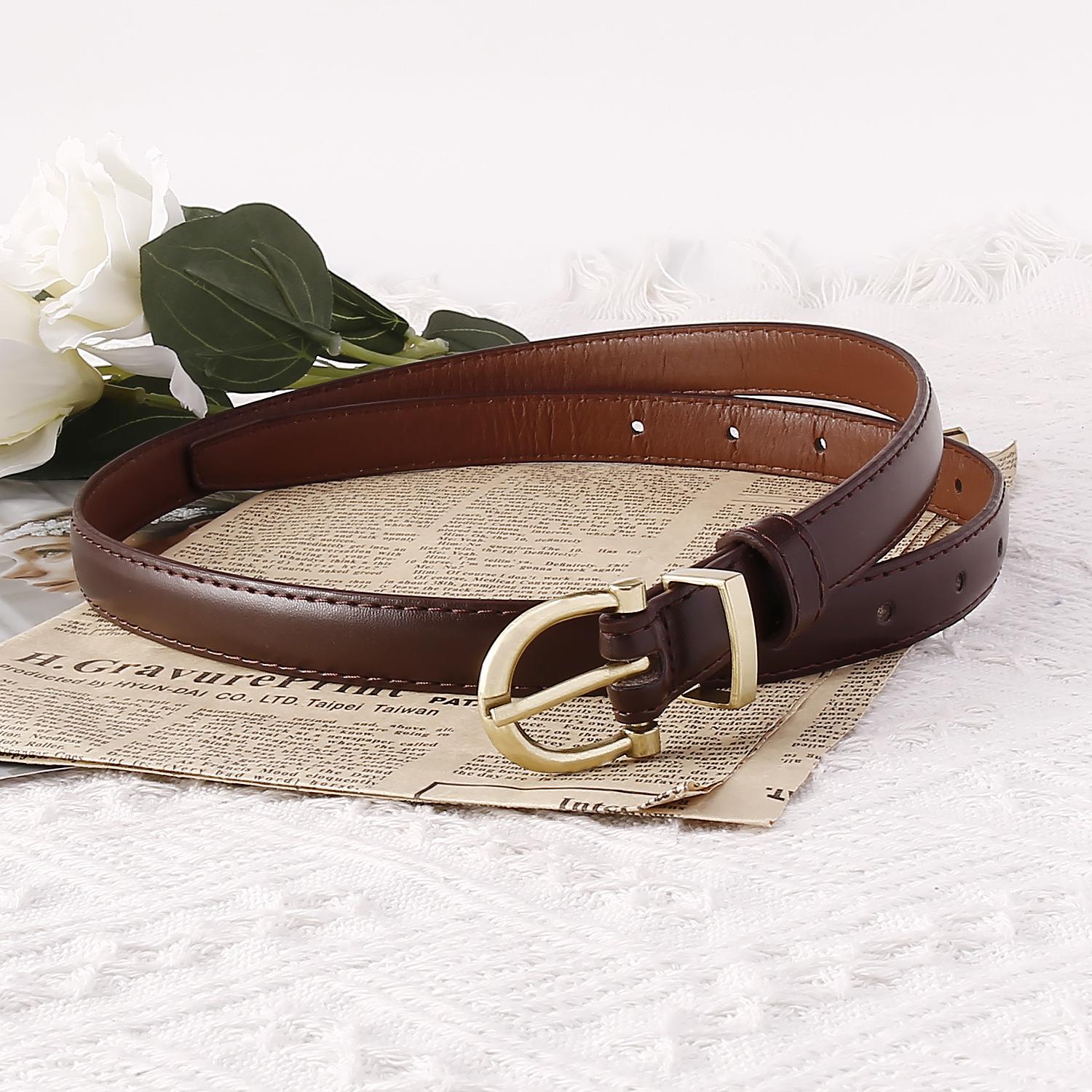 

Ladies Belt Summer Pu Leather Wind Jeans Belt Belt one size fits all темно-коричневого