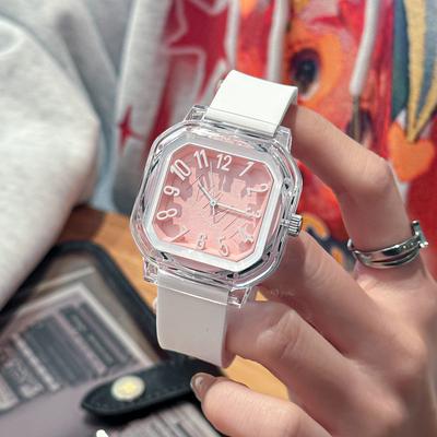 Korean Style Ladies Casual Silicone Band Student Simple Square Watch Fashion Niche Daily Quartz Watch