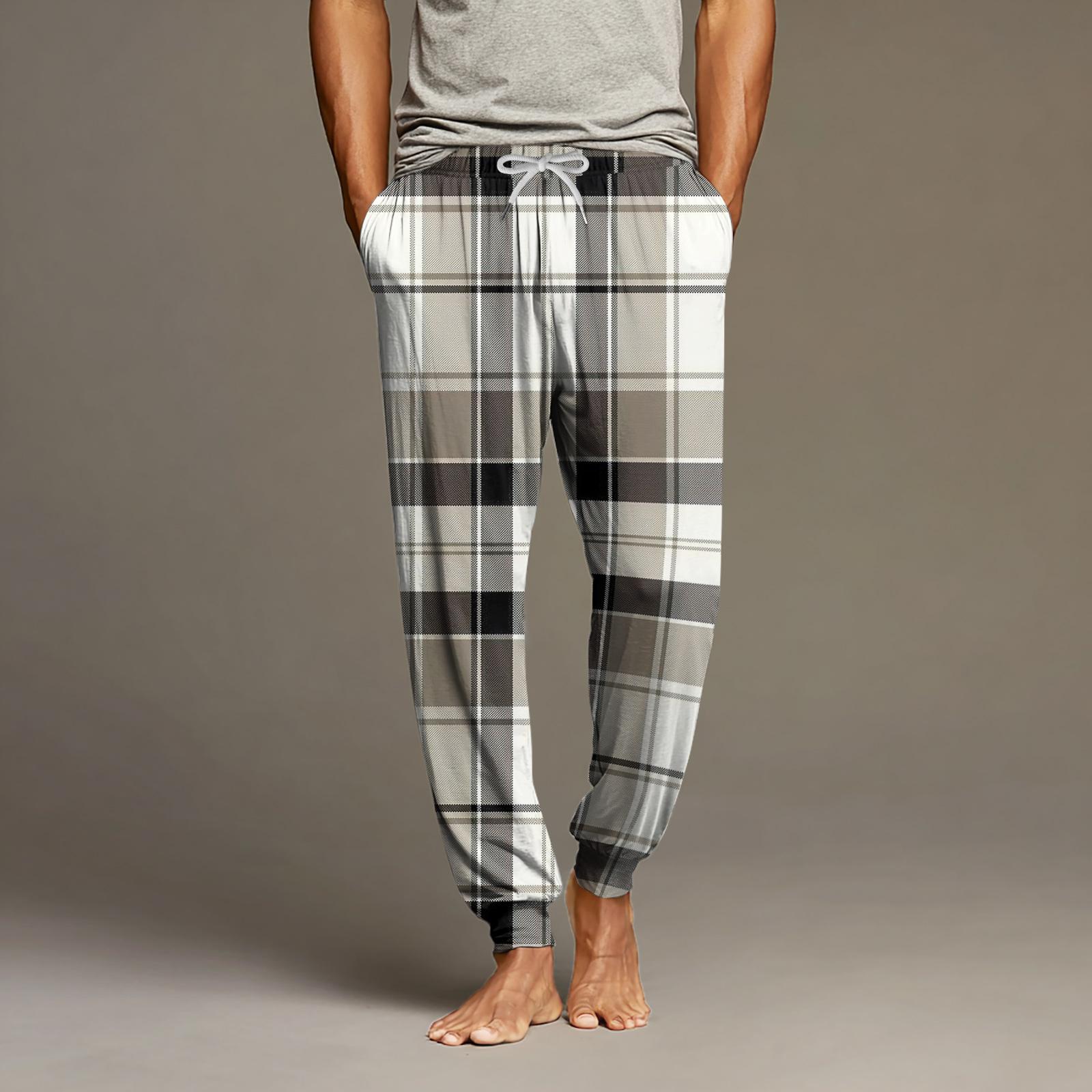 

Мужские повседневные брюки с карманами на кулиске и манжетами, домашние брюки для сна L