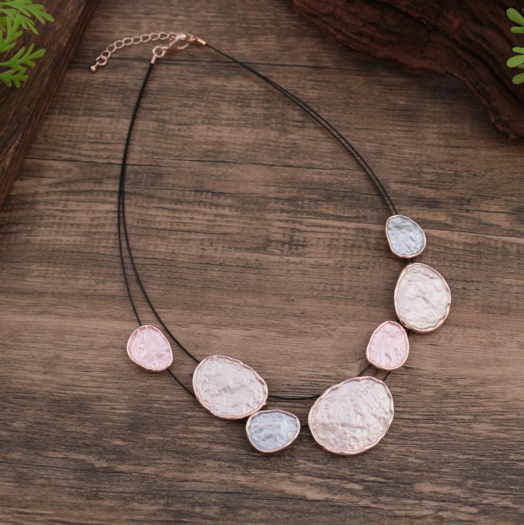 Color Round Irregular Alloy Necklace, Oil Drop Exaggerated Shape Women's Wire Necklace