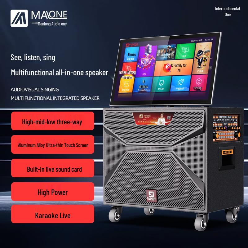 Malone Portable KTV Speaker with 22-inch Display CN Plug (adapter Included)