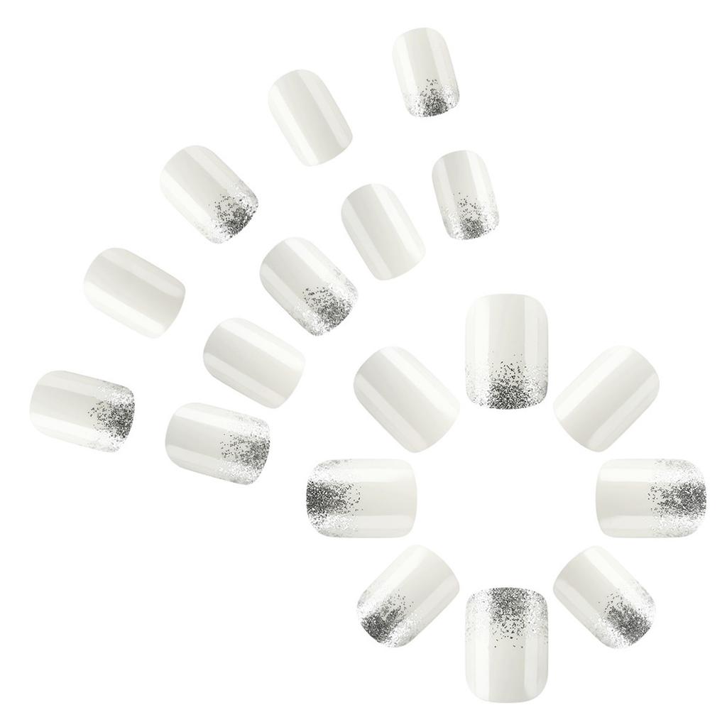 24 Pcs French Tip Press On Nail Short Square False Nail Solid Color Acrylic Nail Full Cover Stick On Nail for Woman