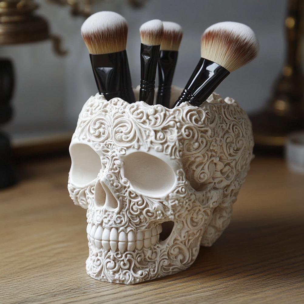 Desktop Skeleton Makeup Brush Organizer Makeup Organizer Cosmetic Storage Box Storage Ornament Halloween Decorations