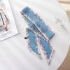 Summer French Retro Blue Tied Hair Small Floral Long Silk Scarf Headband Braided Hair Chiffon Thin Ribbon Scarf